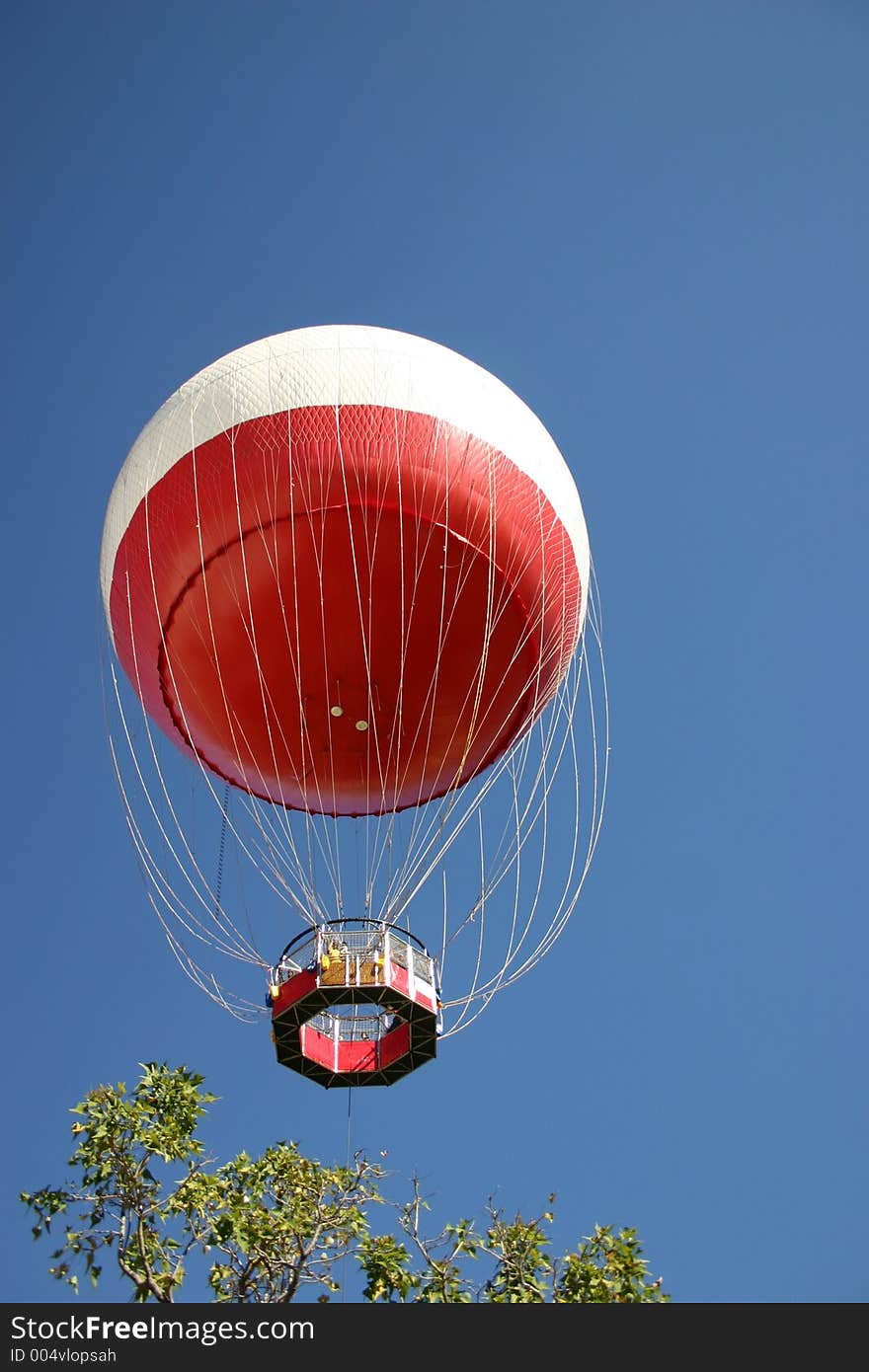 Hot air balloon with spectators