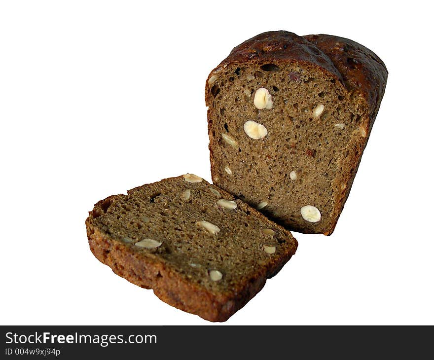 Isolated rye bread with nuts