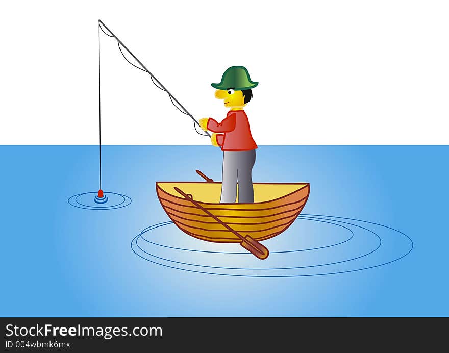 Angler in the boat - illustration