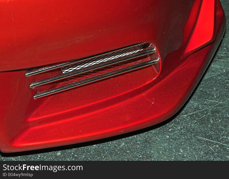 Detail of red sport car. Detail of red sport car