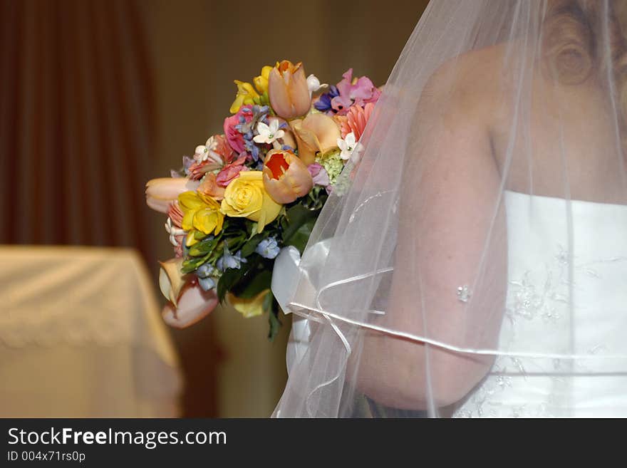 Bouquet during wedding ceremony. Bouquet during wedding ceremony