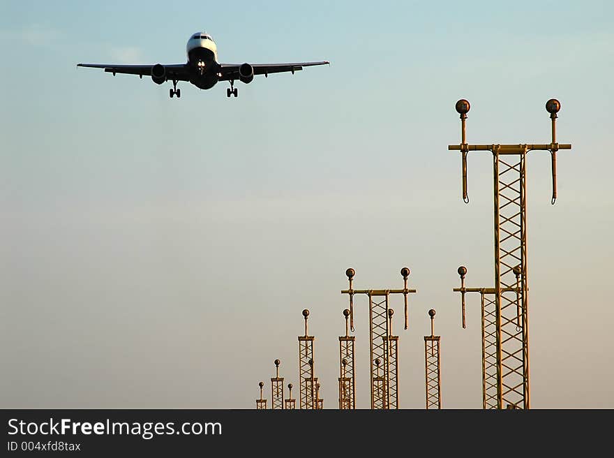 Plane approaching runway