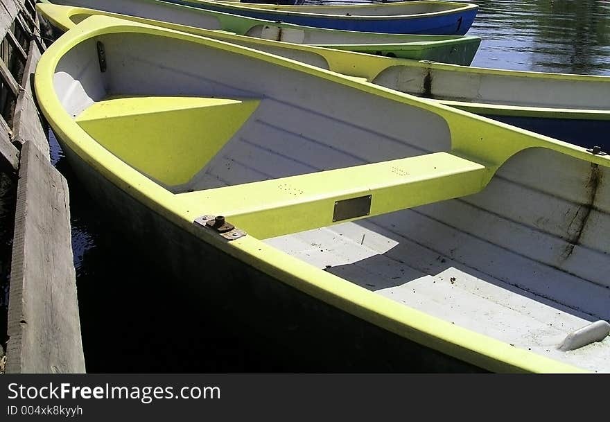 Row of sailors boats