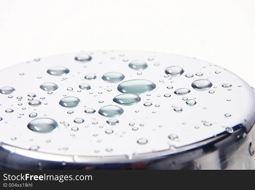 Water droplets on metal case. Water droplets on metal case