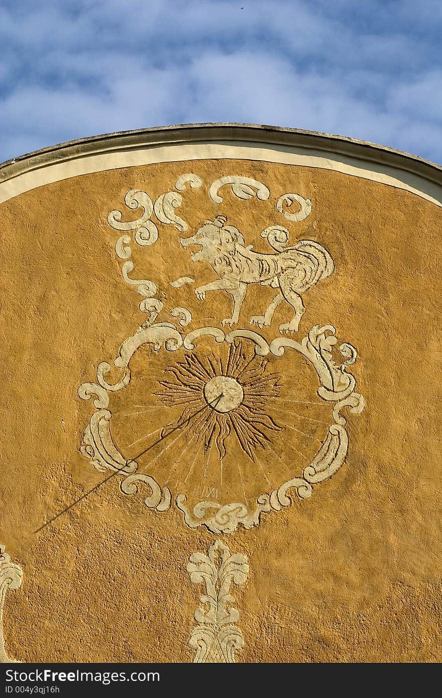 Old sundial on a wall in Catalonia, Spain