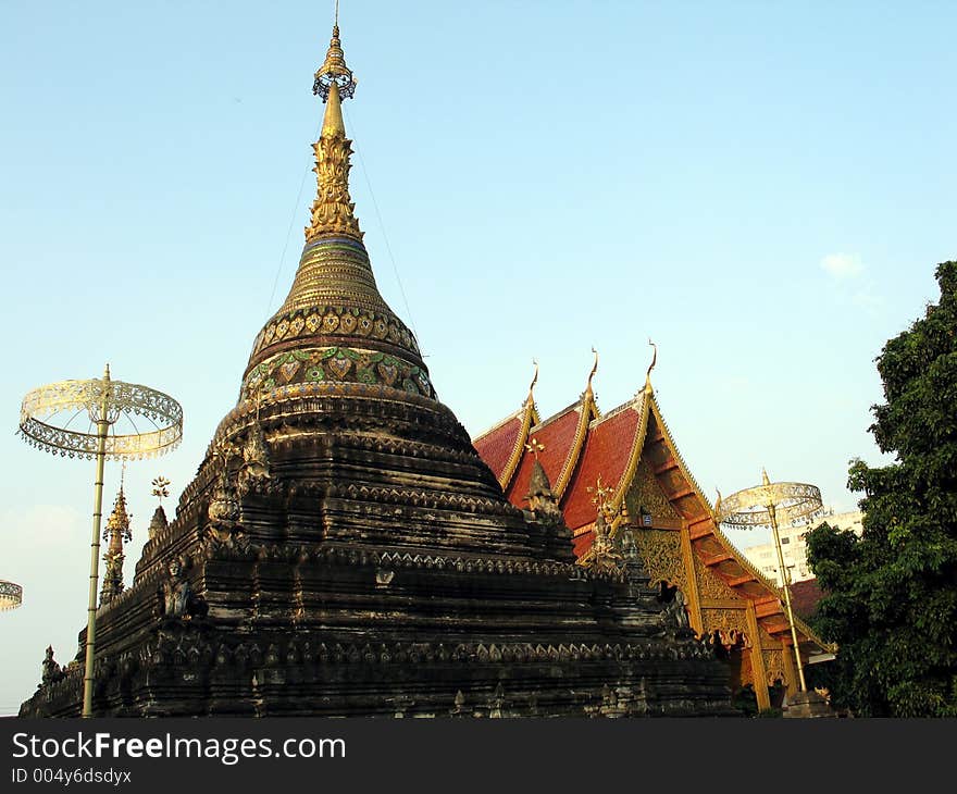 A Chedi And A Temple