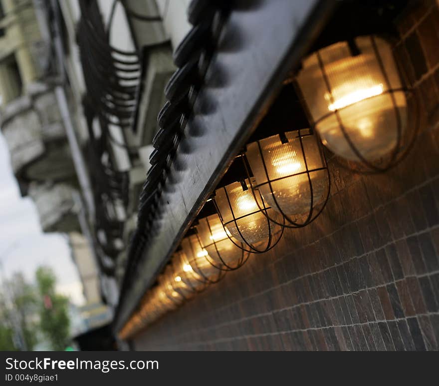 The image of many lanterns on a building