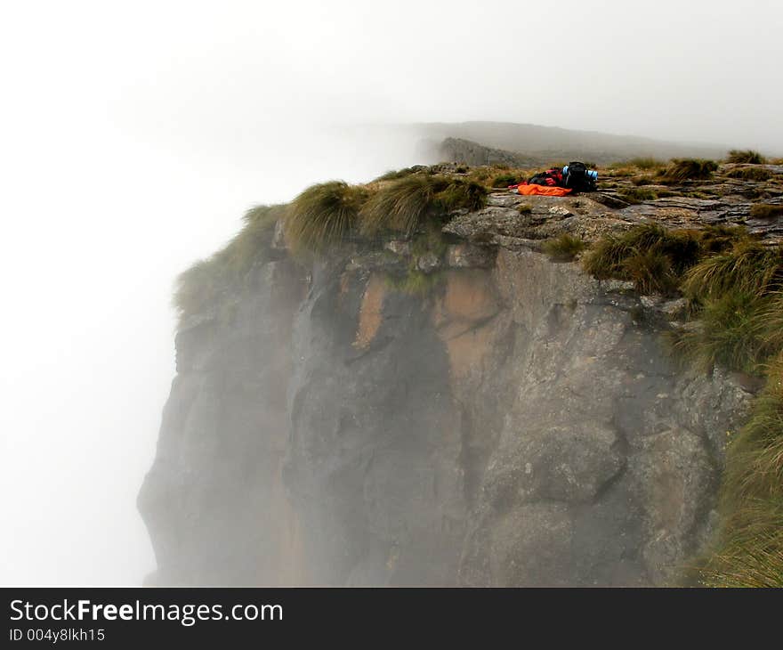 Forgotten backpacks left by hikers on a mountain. Forgotten backpacks left by hikers on a mountain.