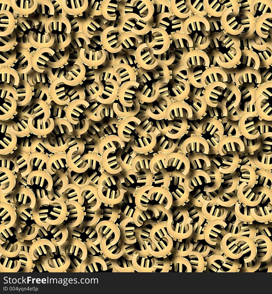 Golden euro symbol background. Golden euro symbol background