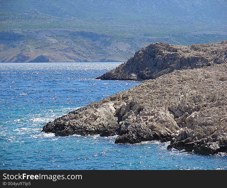 Island Pag eastern shore on a sunny day. Island Pag eastern shore on a sunny day