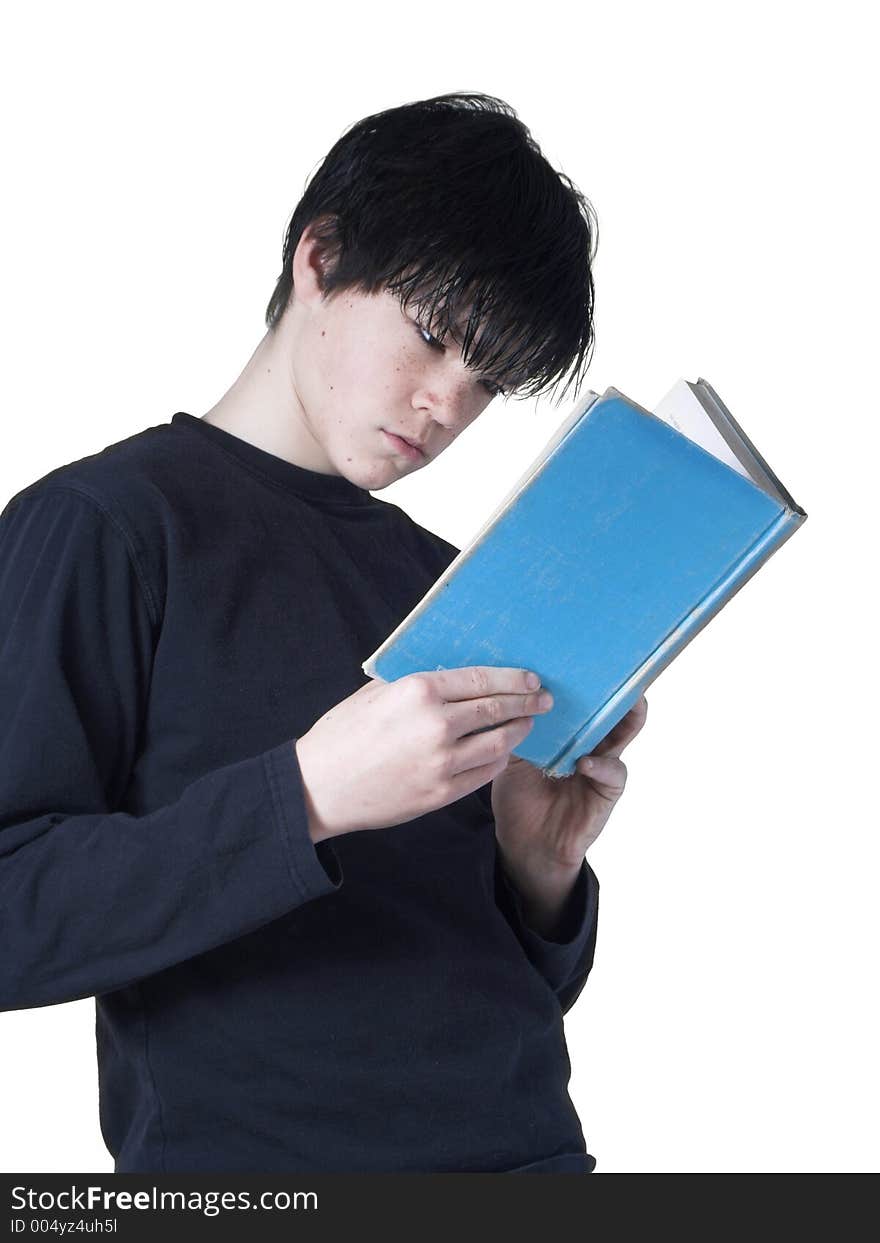 Isolated teen reading a book