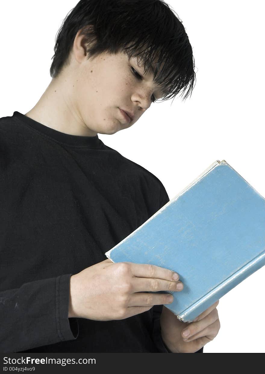 Isolated teen reading. Isolated teen reading