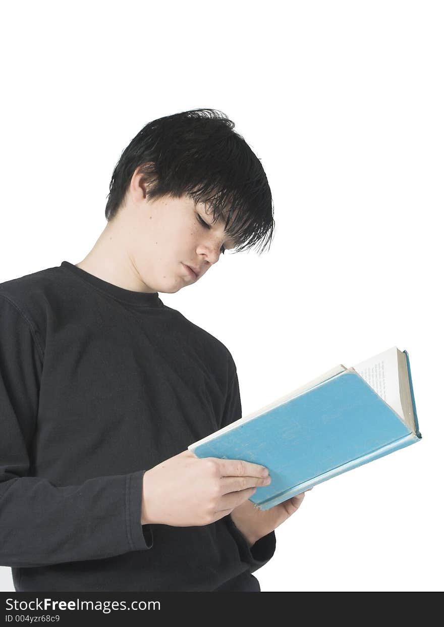 Isolated teen reading. Isolated teen reading