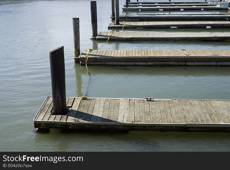 The boats are out, and the docks are empty. The boats are out, and the docks are empty.