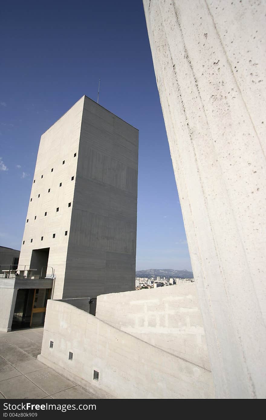 On the roof of hte corbusier appartment building in marseille. On the roof of hte corbusier appartment building in marseille