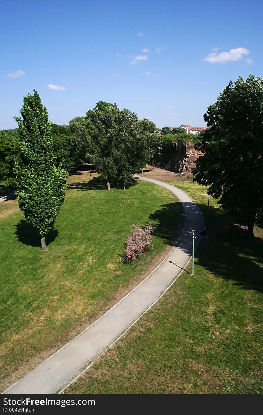 Photo of a park from elevated perspective. Photo of a park from elevated perspective