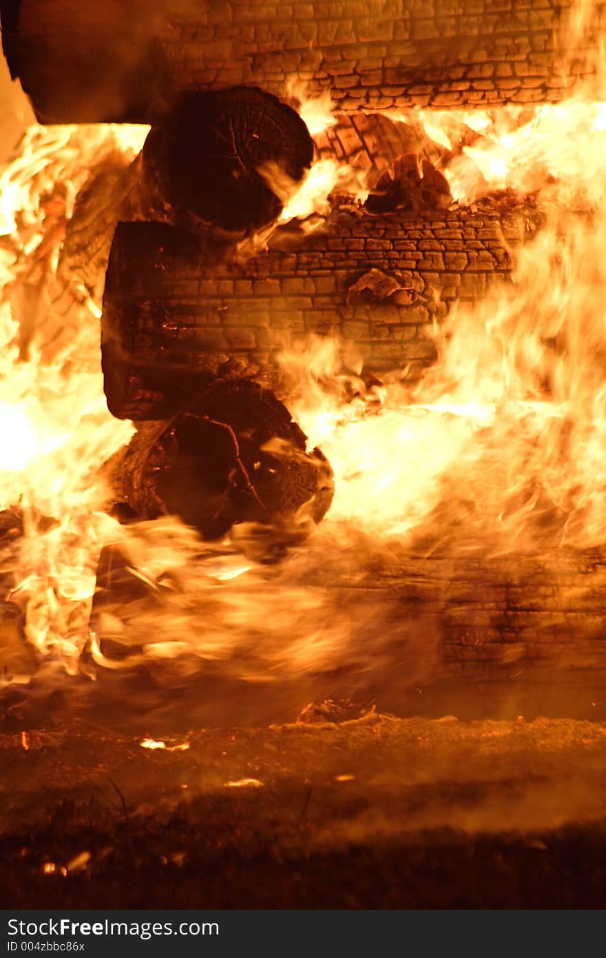 Detail of a giant burning pyre. This is a custom in some middle european regions. Detail of a giant burning pyre. This is a custom in some middle european regions.