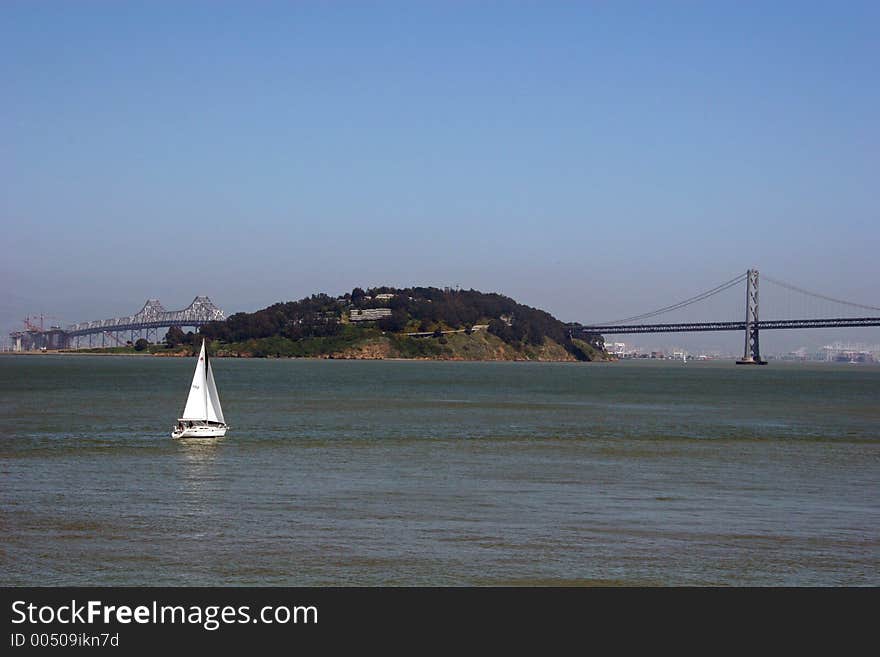 Bay Bridge and Sailboat