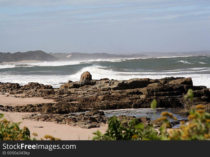 Waves on Rocky Beach