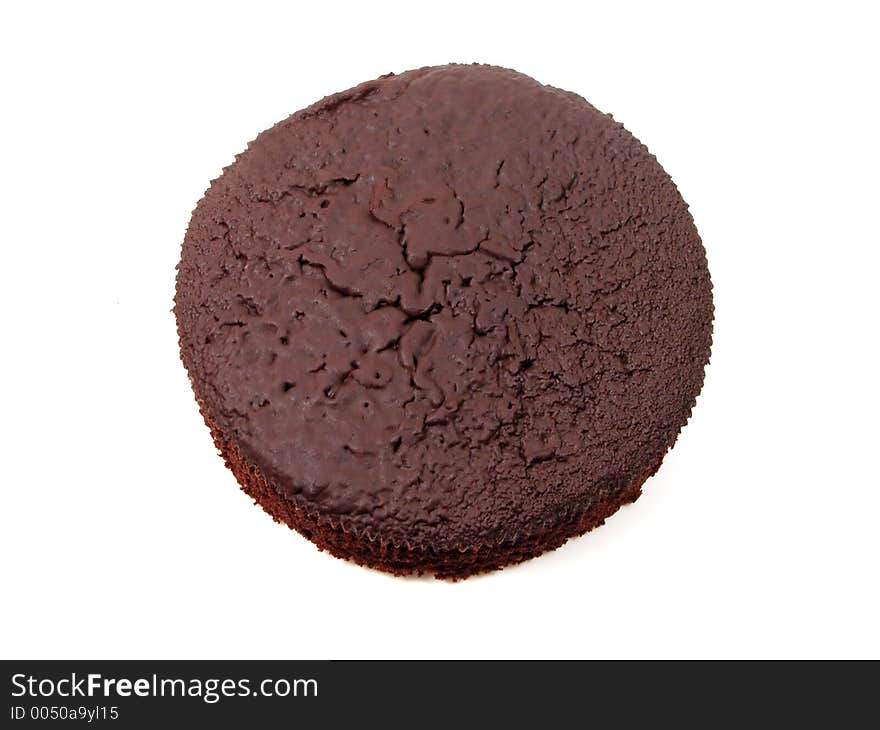 Upper view of a chocolate cake over white background. Upper view of a chocolate cake over white background