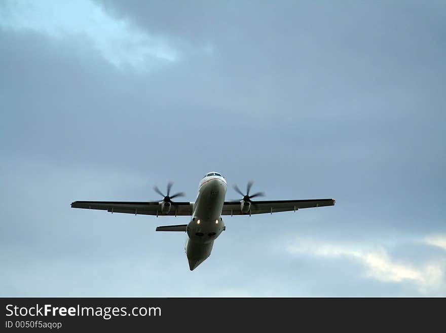 ATR plane at take-off at Tahiti airport