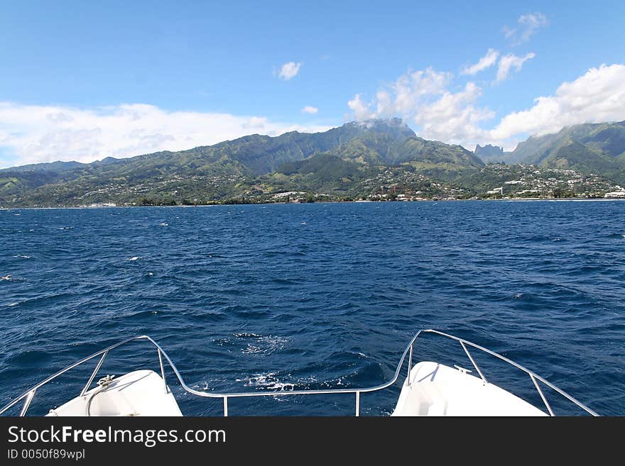 Catamaran on ocean