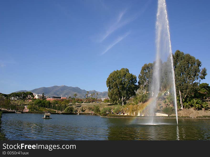 Lake with a fountain