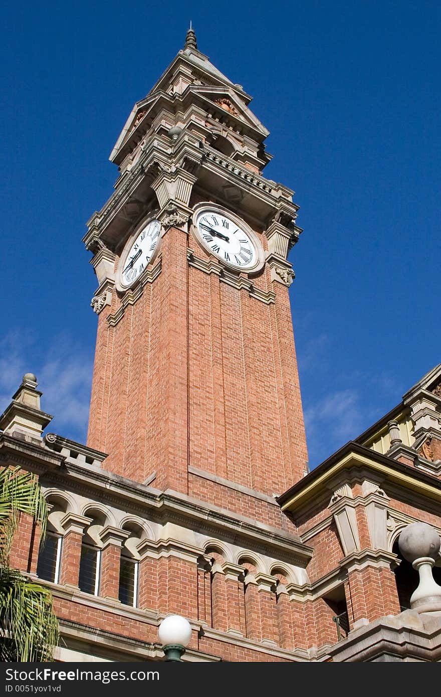 Church clock tower. Church clock tower.