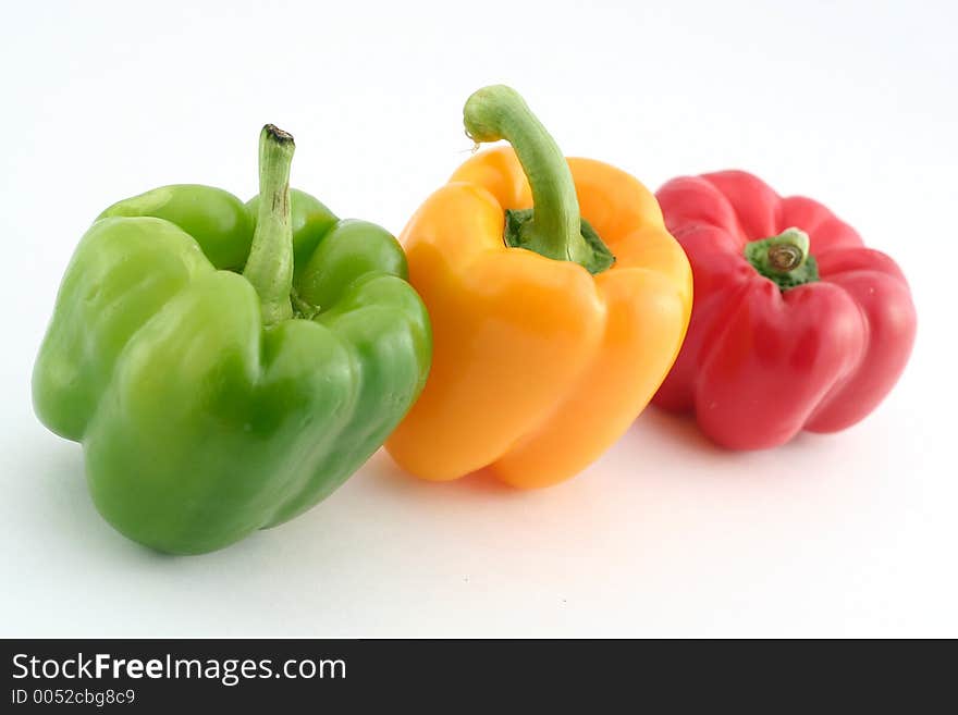 Green yellow and red peppers