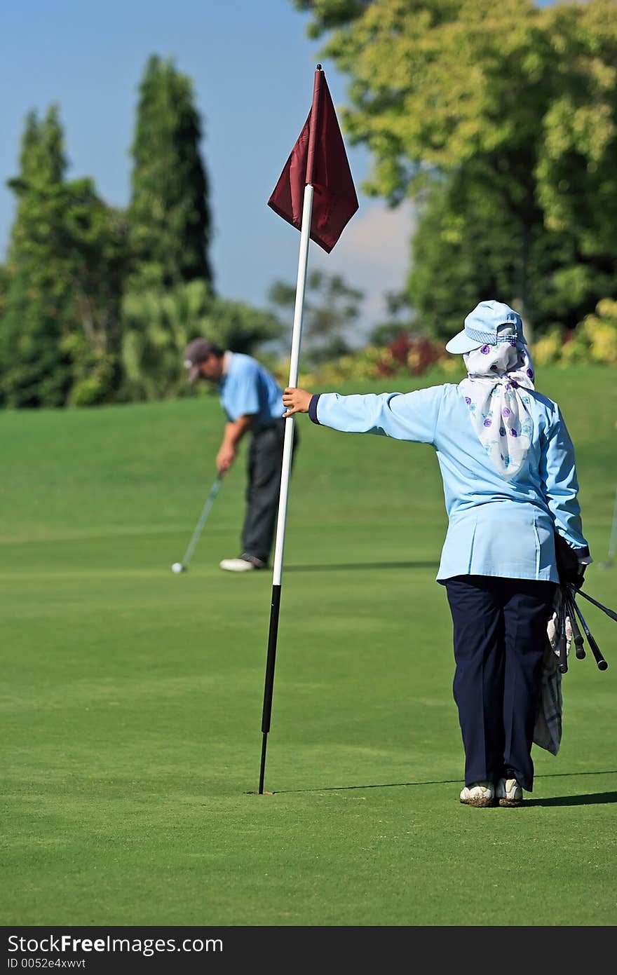 Golfer in action