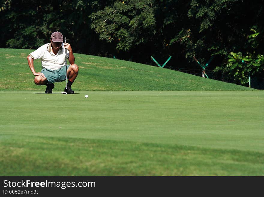 Golfer in action