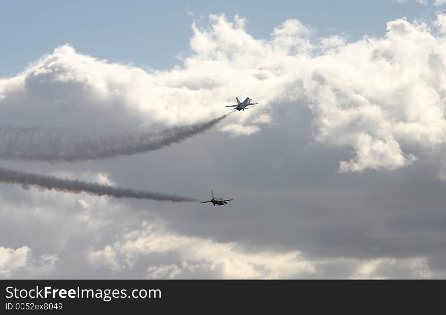 One jet pulling up from another. One jet pulling up from another.