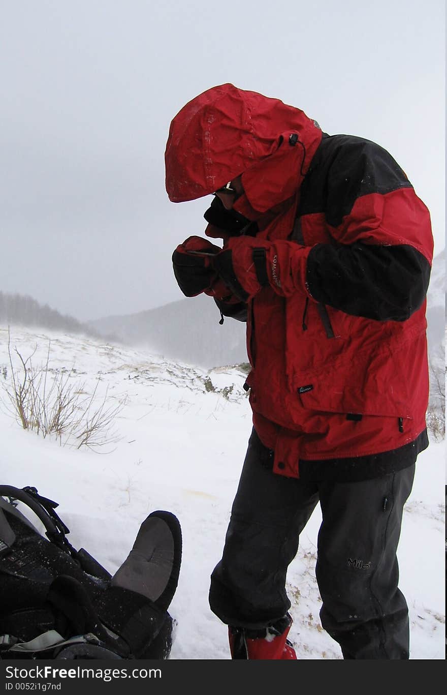 Tourist in the winter tour