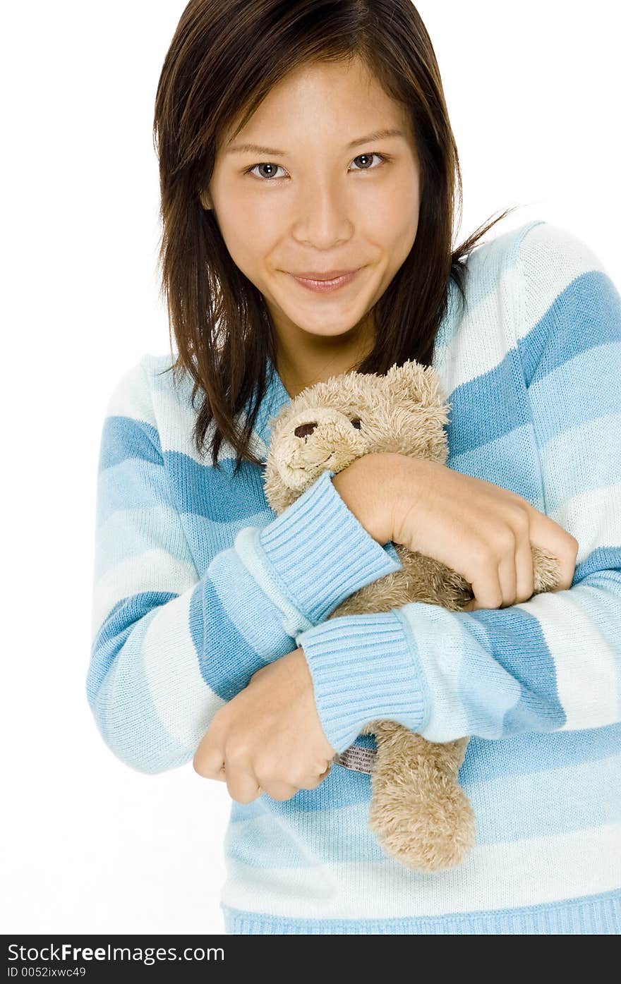 A pretty teenage girl with teddy bear. A pretty teenage girl with teddy bear