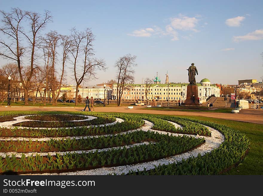 Spring garden in Moscow.