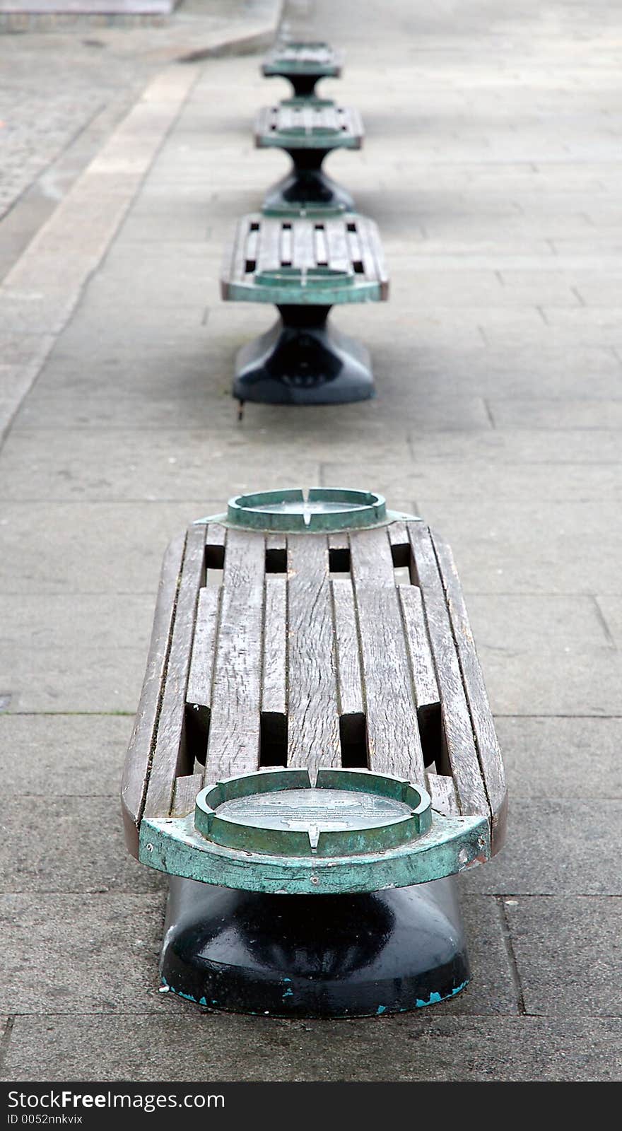 Several benches in a row