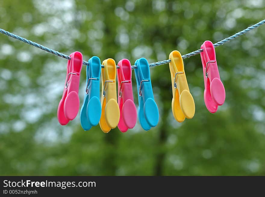 Multi coloured pegs