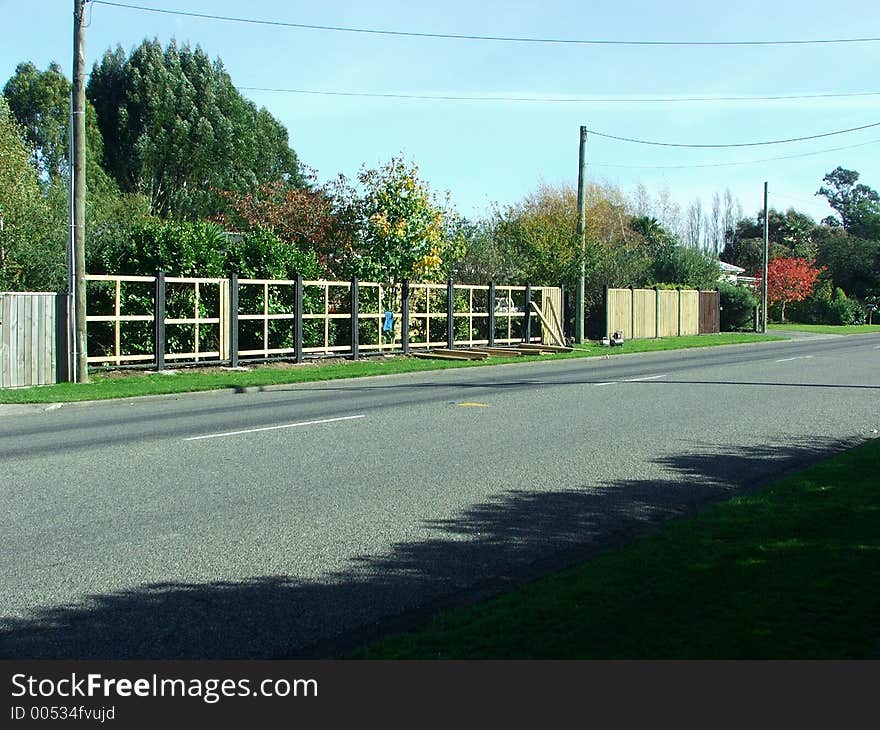 New wooden fence being erected. New wooden fence being erected