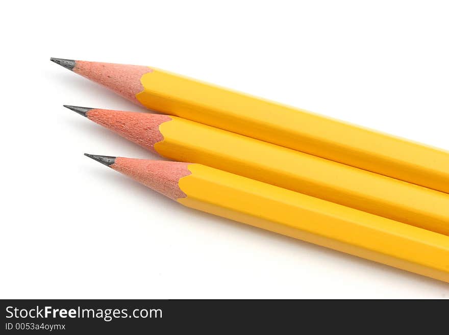 Sharp pencils over white long