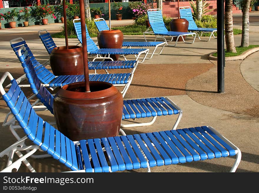 Poolside deck chairs