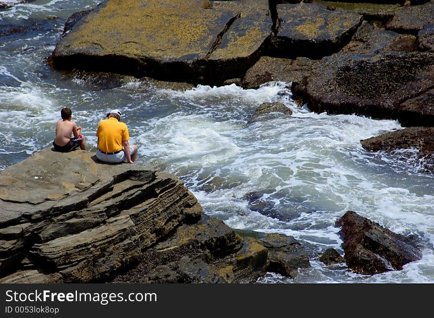 Man and boy at beach