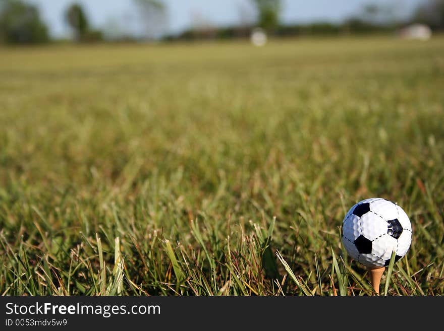 Soccer ball on tee. Soccer ball on tee