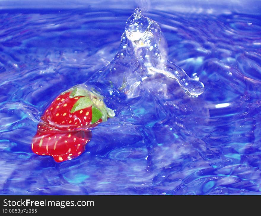 Strawberry in water picture. Strawberry in water picture