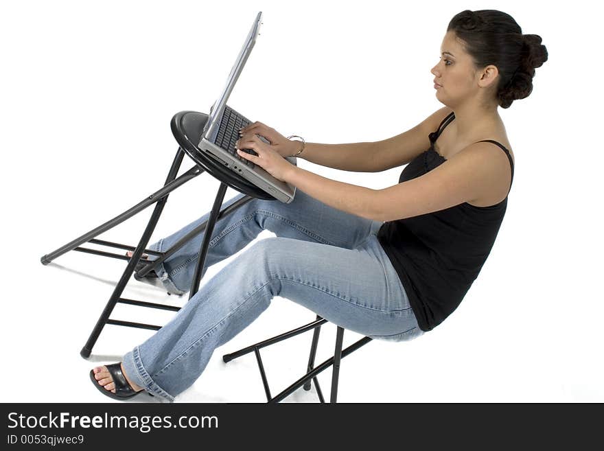 Beautiful Hispanic woman with laptop computer. Beautiful Hispanic woman with laptop computer.