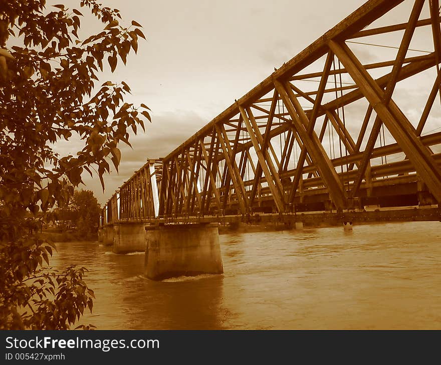 Old wooden walking bridge