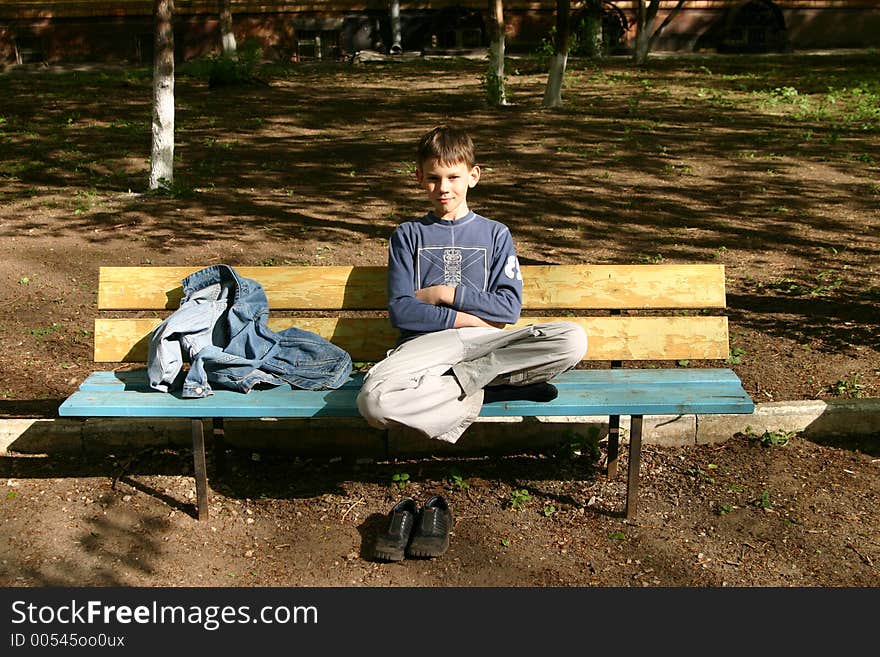 Teenager on a bench