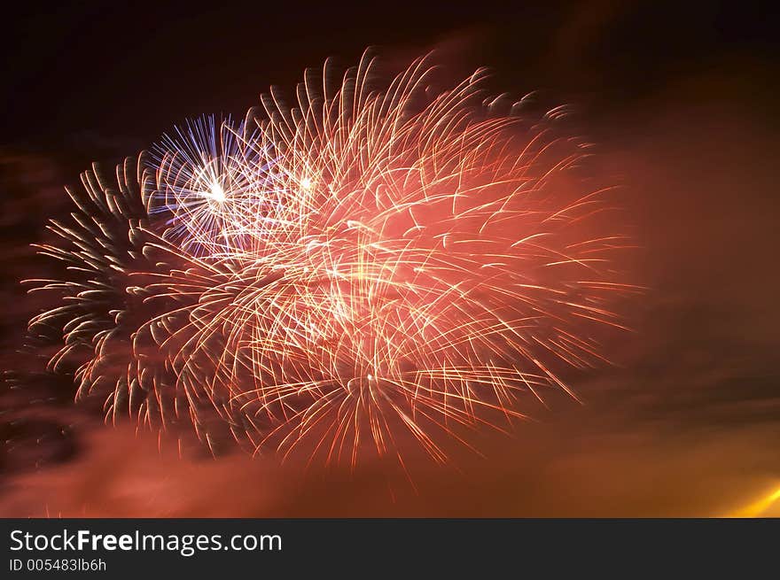 Fireworks in red