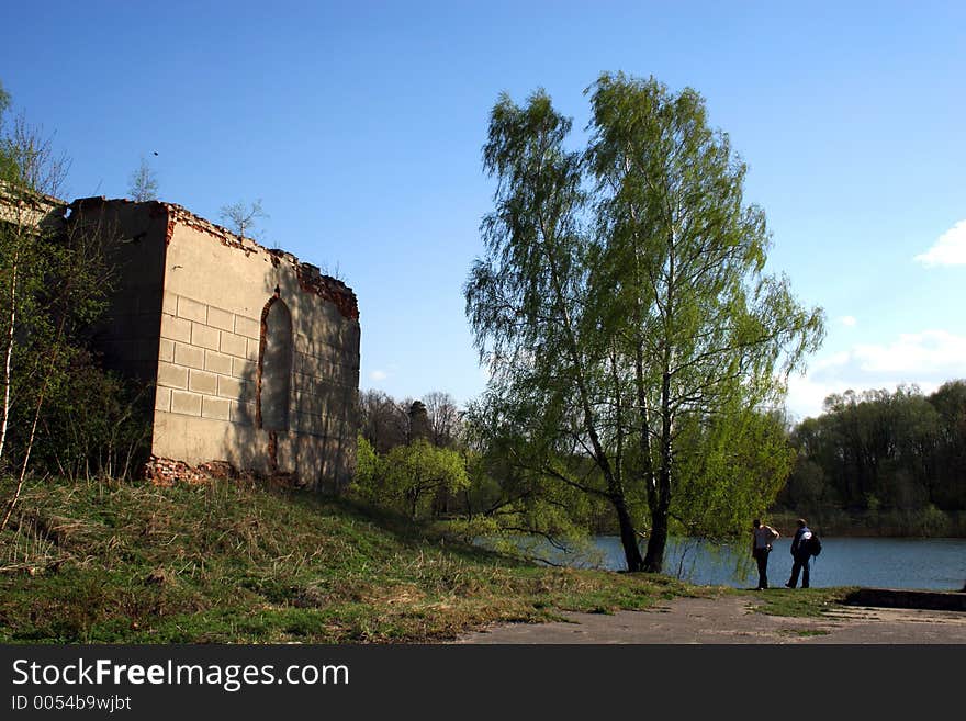 Spring walk in ancient manor near Moscow. Spring walk in ancient manor near Moscow.