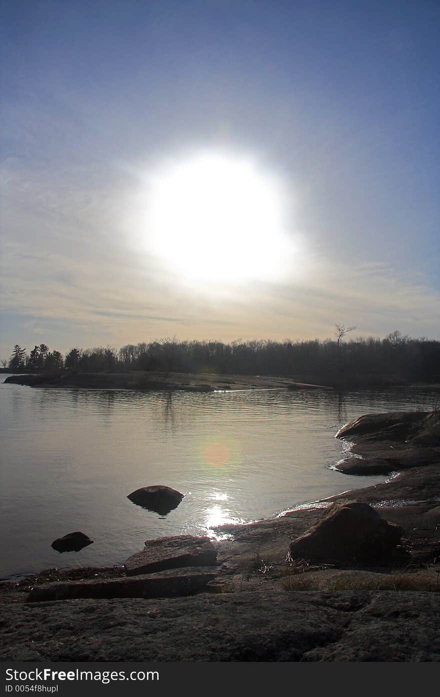 Large Sun Over Water