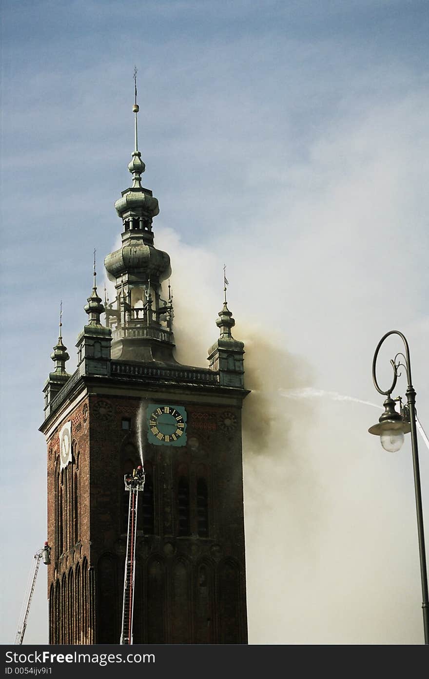 Firemen put out the St. Katrin's church in Gdansk scan of negative Fuji ISO 200 using Agfa d-lab.2. Firemen put out the St. Katrin's church in Gdansk scan of negative Fuji ISO 200 using Agfa d-lab.2